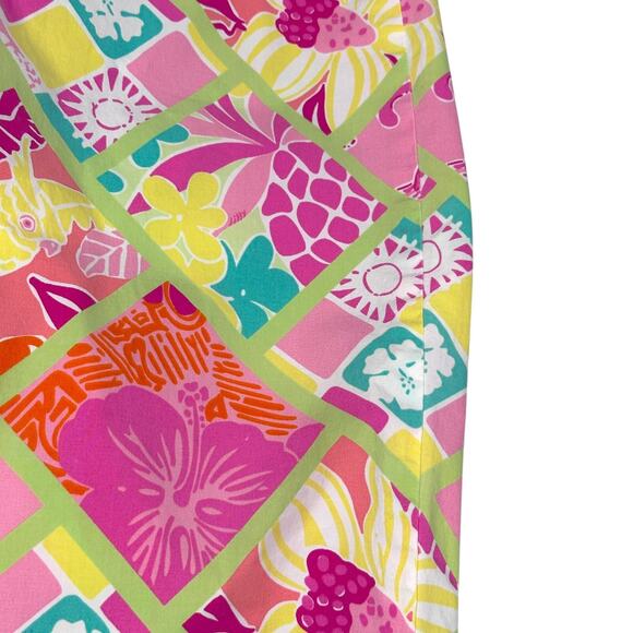 Vintage Lilly Pulitzer Capri Pants Women 4 Pink Diamond Head Patch Hula Monkey - Picture 3 of 8